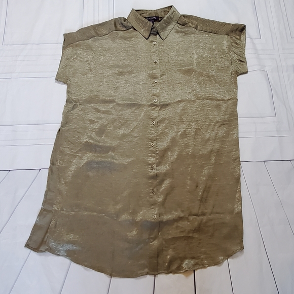 Roaman's silky blouse army green plus sz 12W - Picture 2 of 11